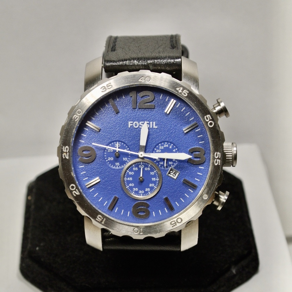 Fossil JR1445 Mens Nate Chronograph Silver